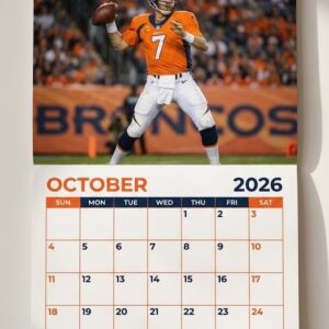Denver Broncos 2026 Wall Calendar - NFL Football Team Action Shots, Spiral Bound Organizer with Glossy Finish