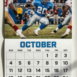 Detroit Lions Football Calendar 2026 - Spiral-Bound Wall Hanging with Dynamic Player Photo Collage, NFL Fan Gift