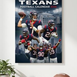 Houston Texans Football Calendar 2026 - Spiral Bound Wall Calendar with Dynamic Player Collage, NFL Fan Gift