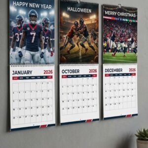 Houston Texans Football Calendar 2026 - Spiral Bound Wall Calendar with Dynamic Player Collage, NFL Fan Gift