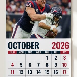 Houston Texans Football Calendar 2026 - Spiral Bound Wall Calendar with Dynamic Player Collage, NFL Fan Gift