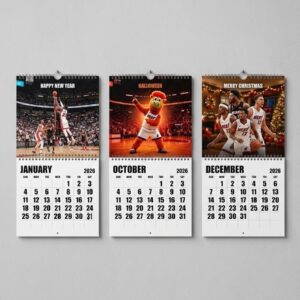 Miami Heat Basketball Calendar 2026 - Spiral-Bound Wall Hanging with Dynamic Player Action Collage