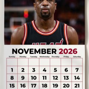 Miami Heat Basketball Calendar 2026 - Spiral-Bound Wall Hanging with Dynamic Player Action Collage