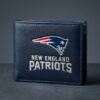 New England Patriots Leather Wallet - Navy Blue Bifold with Raised Metal Team Logo