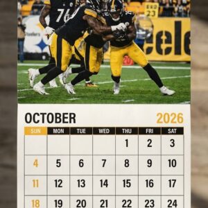 Pittsburgh Steelers 2026 Calendar - NFL Team Players Photo Collage Wall Decor
