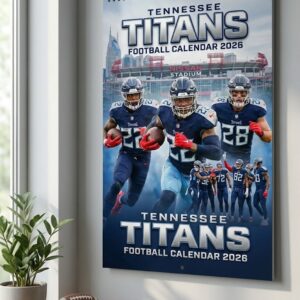 Tennessee Titans Football Calendar 2026 - NFL Team Player Action Shots Spiral Bound Wall Decor