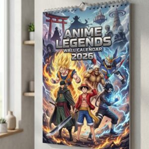 Anime Legends Wall Calendar 2026 - Vibrant Crossover Artwork Featuring Goku, Luffy, and Naruto, Gift for Fans