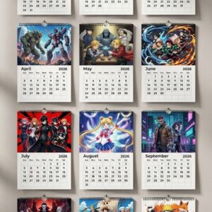 Anime Legends Wall Calendar 2026 - Vibrant Crossover Artwork Featuring Goku, Luffy, and Naruto, Gift for Fans
