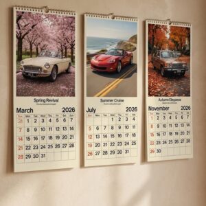Classic Car Wall Calendar 2026 - 12 Month Planner with High-Quality Vintage Automobile Photography, Retro Decor Gift for Car Enthusiasts
