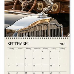 Classic Car Wall Calendar 2026 - 12 Month Planner with High-Quality Vintage Automobile Photography, Retro Decor Gift for Car Enthusiasts