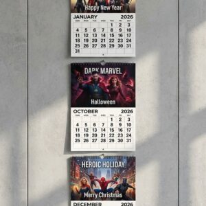 Marvel Wall Calendar 2026 - Cinematic Superhero Team-Up Art Featuring The Avengers, Spiral-Bound Organizer