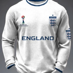 England 2026 World Cup Long Sleeve Shirt - Concept Football Fan Jersey with Waffle Knit Texture