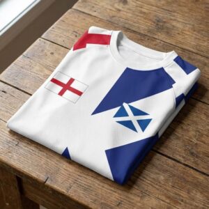 England and Scotland Half Shirt - Combined National Flags 3D All Over Print Fan T-Shirt