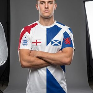England and Scotland Half Shirt - Combined National Flags 3D All Over Print Fan T-Shirt