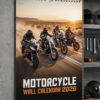 Motorcycle Wall Calendar 2026 - Spiral-Bound Monthly Planner with Glossy High-Action Photography for Bikers