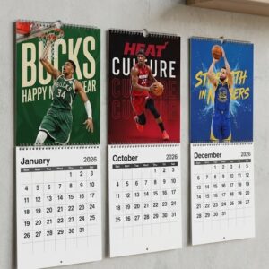 NBA Wall Calendar 2026 - Featuring Superstar Players, 12-Month Hanging Organizer with Glossy Finish