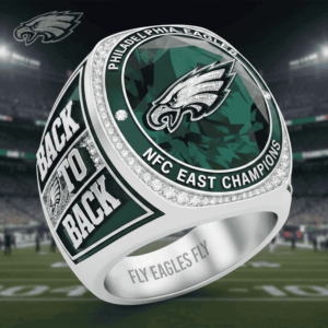 Philadelphia Eagles Championship Ring - Back To Back NFC East Champions Fan Ring with Iced Out Glossy Finish
