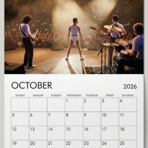 Queen Wall Calendar 2026 - Spiral Bound Monthly Planner Featuring Iconic Band Photos
