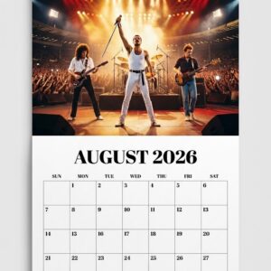 Queen Wall Calendar 2026 - Spiral Bound Monthly Planner Featuring Iconic Band Photos