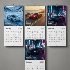 Supercar Wall Calendar 2026 - High-Definition Exotic Car Photography with Glossy Finish, Spiral-Bound Monthly Planner