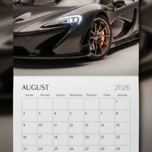 Supercar Wall Calendar 2026 - High-Definition Exotic Car Photography with Glossy Finish, Spiral-Bound Monthly Planner