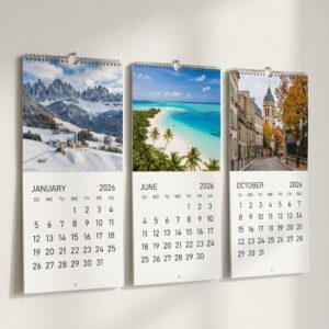 Travel Wall Calendar 2026 - Spiral Bound Monthly Planner with Photographic Collage of World Landmarks