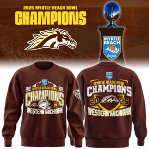 Western Michigan 2025 Myrtle Beach Bowl Sweatshirt - Champions Fan Apparel with Bold Graphics, Brown Crewneck