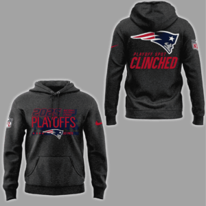 New England Patriots 2025 Playoffs Hoodie - NFL Playoff Spot Clinched Commemorative Charcoal Heather Sweatshirt