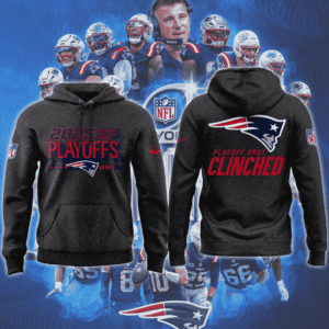 New England Patriots 2025 Playoffs Hoodie - NFL Playoff Spot Clinched Commemorative Charcoal Heather Sweatshirt