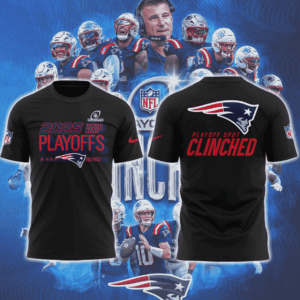 New England Patriots 2025 Playoffs Shirt - Playoff Spot Clinched Graphic T-Shirt