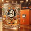 Anaheim Ducks Anniversary Whiskey Glass - Ornate Gold Filigree Design with Classic Mighty Ducks Logo, 33rd Anniversary Edition