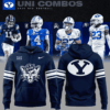 Brigham Young University Cougars Hoodie - Navy Blue Football Pullover with Sailor Cougar Mascot and Sleeve Stripes