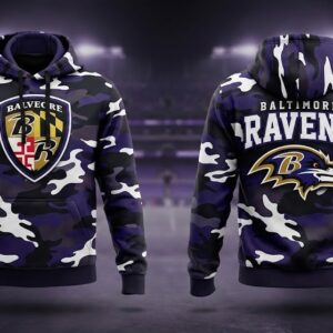 Baltimore Ravens Camo Hoodie - NFL Football Team 3D All Over Print