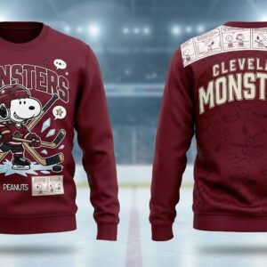 Cleveland Monsters Peanuts Snoopy Sweatshirt - AHL Hockey Fan Cartoon Crewneck