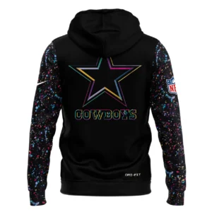 Dallas Cowboys Crucial Catch Hoodie - NFL Intercept Cancer Paint Splatter Pullover