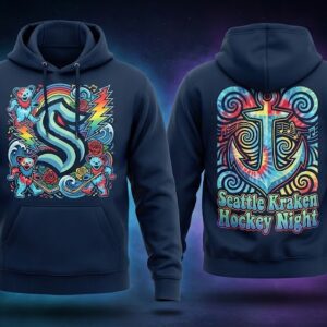 Seattle Kraken Grateful Dead Hoodie - Tie-Dye Dancing Bear Hockey Night Sweatshirt