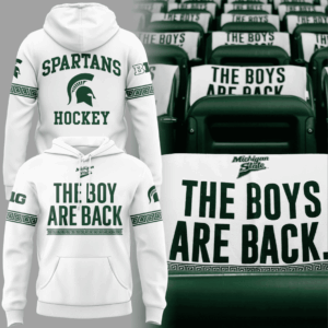 Michigan State Spartans Hockey Hoodie - The Boys Are Back Slogan with Greek Key Pattern Design