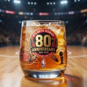 Atlanta Hawks 80th Anniversary Whiskey Glass - NBA Gift Set