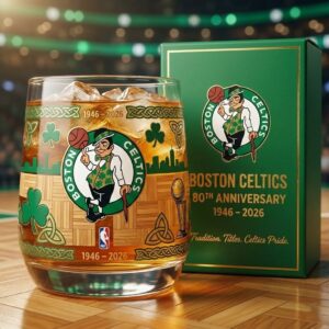 Boston Celtics 80th Anniversary Whiskey Glass - NBA Gift Set