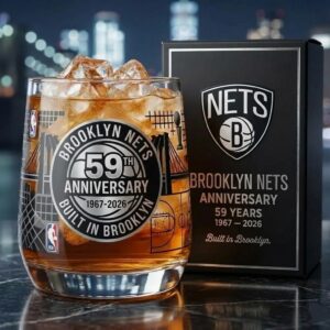 Brooklyn Nets Anniversary Whiskey Glass - NBA Gift Set