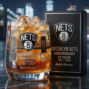 Brooklyn Nets Anniversary Whiskey Glass - NBA Gift Set