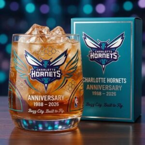 Charlotte Hornets Anniversary Whiskey Glass - NBA Gift Set