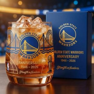 Golden State Warriors Anniversary Whiskey Glass - NBA Gift Set