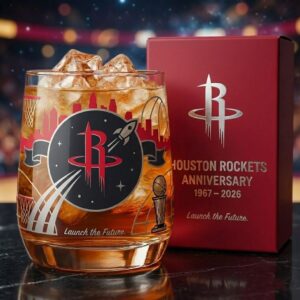 Houston Rockets Anniversary Whiskey Glass - NBA Gift Set