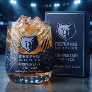Memphis Grizzlies Anniversary Whiskey Glass - NBA Gift Set