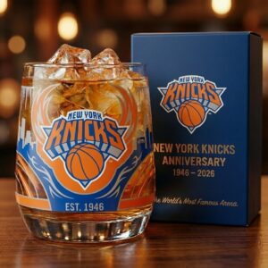 New York Knicks Whiskey Glass - Anniversary Edition Rocks Glass