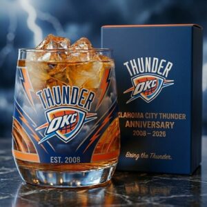 Oklahoma City Thunder Whiskey Glass - Anniversary Edition NBA Barware