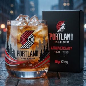 Portland Trail Blazers Whiskey Glass - Anniversary Rip City Basketball Gift