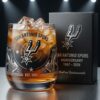 San Antonio Spurs Anniversary Whiskey Glass - Etched Rocks Glass Gift Set