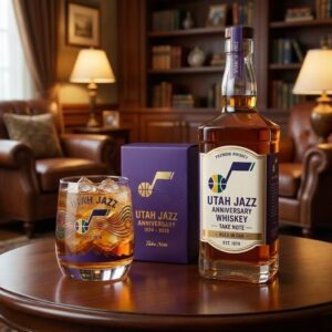 Utah Jazz Anniversary Whiskey Glass - NBA Collectible Rocks Glass with Gift Box